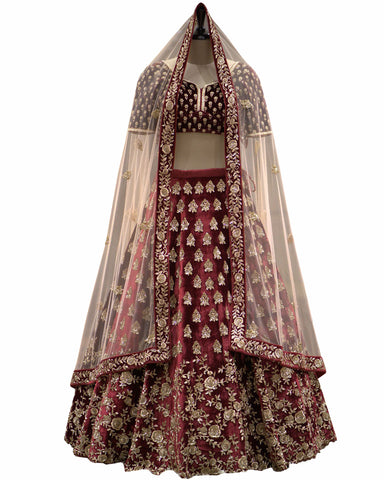 Mahroon Color Wedding Lehenga