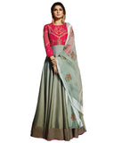 Grey And Pink Pure Silk Embroidered Party Wedding Wear Floor Length Anarkali Dress