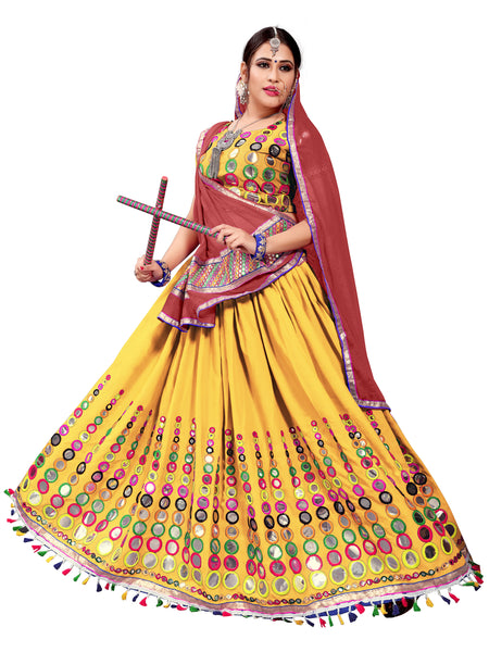 Navratri Special Yellow Color Traditional Chaniya Choli