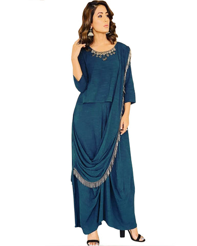 Hina Khan Blue Color Designer Suit