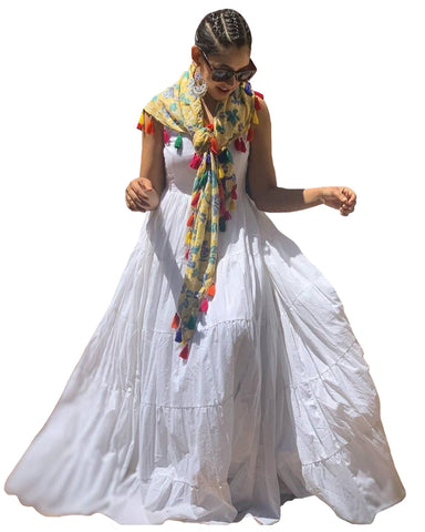 White Color Camric Cotton Long Suit