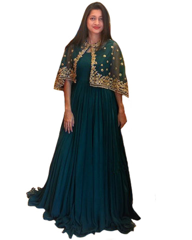 Poncho Style Rama Blue Color Gown