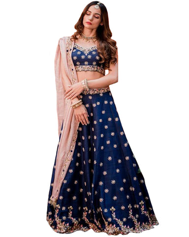 Navy Blue Color Wedding Lehenga