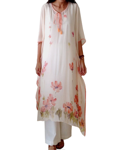 White Color Georgette Kaftan Suit
