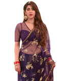 Purple Color Net Saree