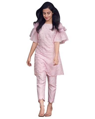 Light Pink Color Palazzo Suit