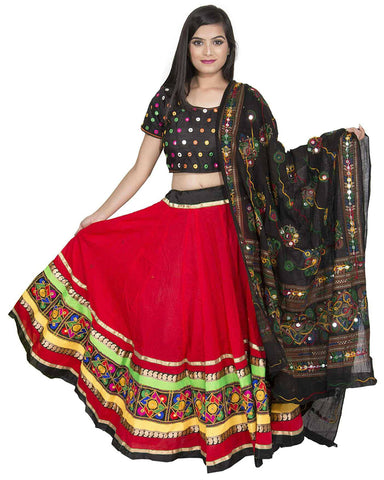 Navratri Special Black & Red Color Traditional Chaniya Choli