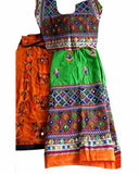Navratri Special Green & Orange Color Traditional Chaniya Choli