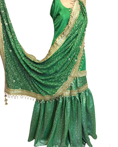 Green Kamkhwab Zari Lace Gharara