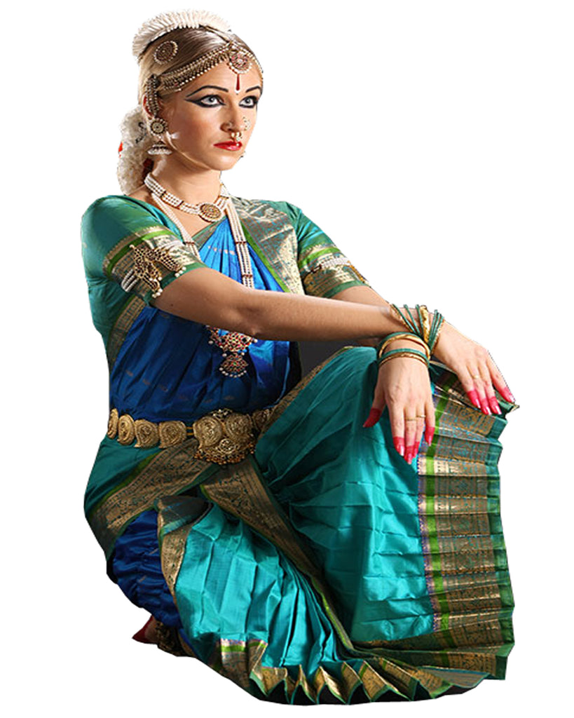 Blue & Green Bhatatnatyam Dance Dress Blue & Green Bhatatnatyam Dance Dress