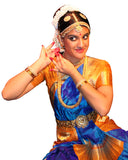 Blue & Golden Bharatnatyam dance costume