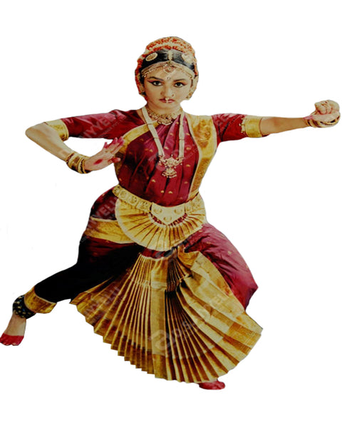 Red & Golden Bhatatnatyam Dance Dress