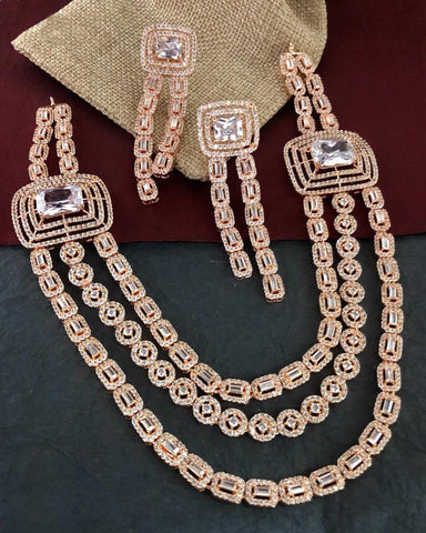 Copper Finished Crystal Stone Choker Set