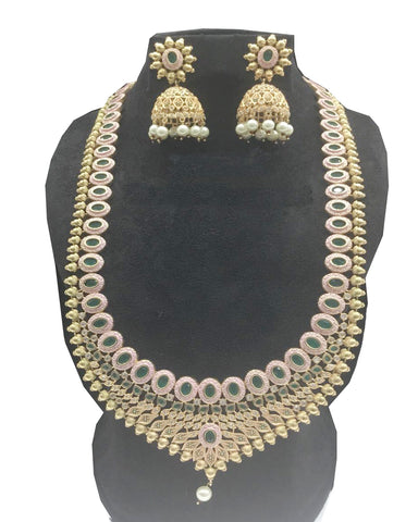 Green Finished Crystal Stone Choker Set