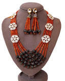 Party Wear Kundan Silver Tone Brown Pearl Beaded Necklace with Earrings