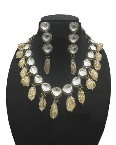 Gold Finished Silver Kudan Designer Crystal Set