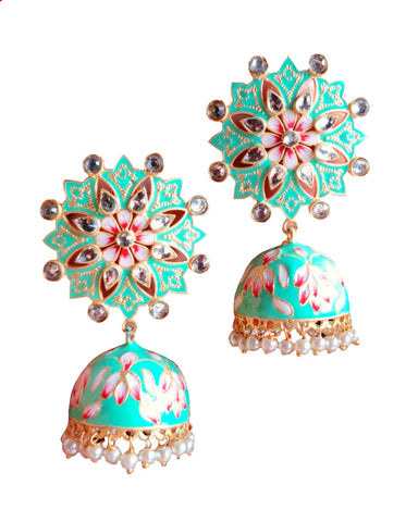 Firoza And Kundan Earrings