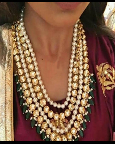 Party Wear Kundan Pearl Beaded Necklace