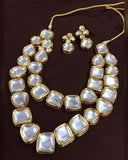 Party Wear Kundan Silver Necklace with Earrings