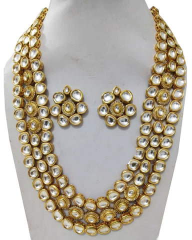 Party Wear Kundan Silver Necklace with Earrings