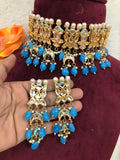 Party Wear Firoza Jadau Kundan Necklace with Earrings