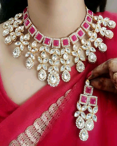 Gold Finished Crystal Stone Set