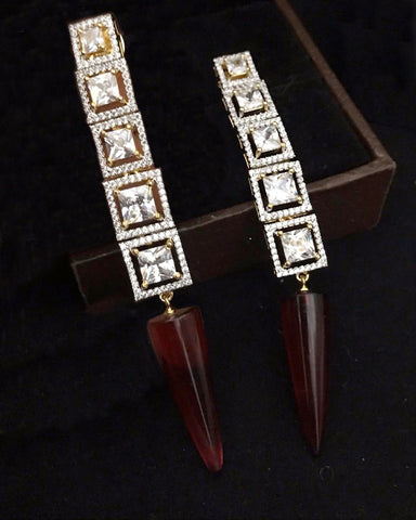 Party White Zircon Stone Earrings