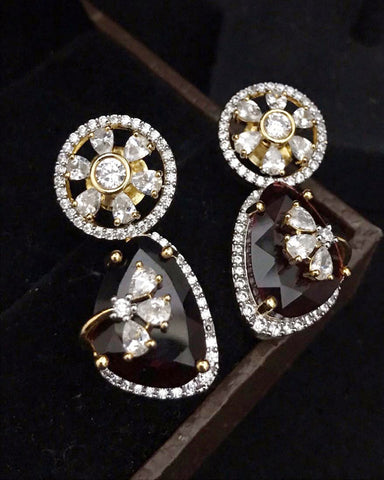 Party White,Red Zircon Stone Earrings