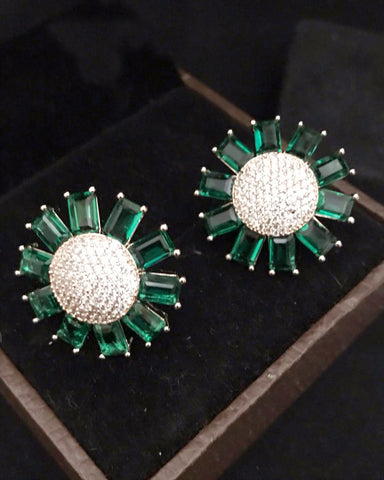Party White,Green Zircon Stone Earrings