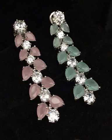 Party Wear White, Sky Zircon Stone Earrings