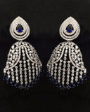 Party Wear White, Royal Blue Zircon Stone Earrings