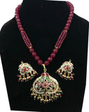 Pink Color Jadau Necklace Set