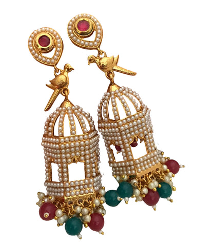 Gold And Multi Color Crystal Stones Earrings