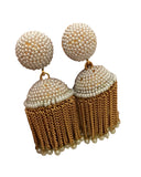 Golden and White Pearl Stones Earring