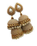 Golden and White Pearl  Stones Earring