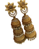 Gold And White Color Pearl and Mettal Earrings