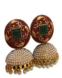 Brown Color Gold Plated Party Wear Pearls Earring