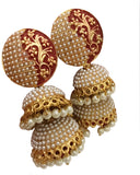 Brown Color Gold Plated Party Wear Pearls Earring