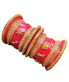 Red Rajputi Hand Crafted Traditional Printed Bangles