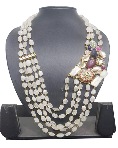 Designer White Pearls and Stone Necklace
