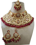 Designer Party Wear Golden Jarkan Work Necklace with Earrings