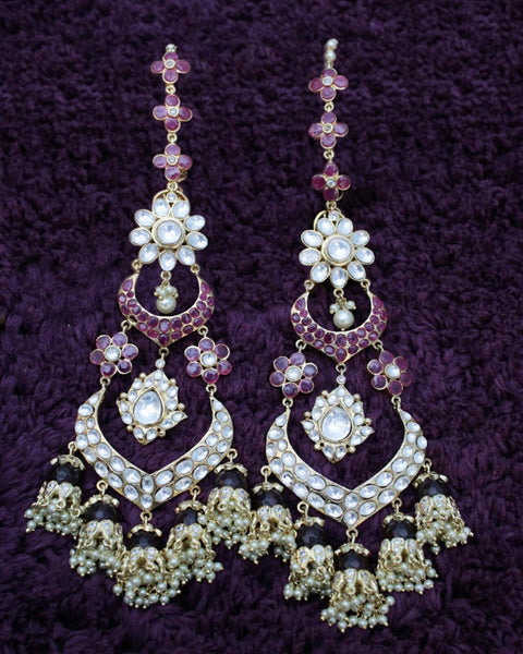 White And Purpal Color Crystal Stones Earrings