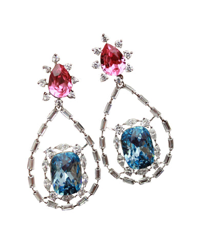 Designer Party Wear White Pearls and Red & Brown Stone Earrings