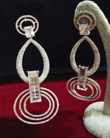 Party Wear White Stone Earrings