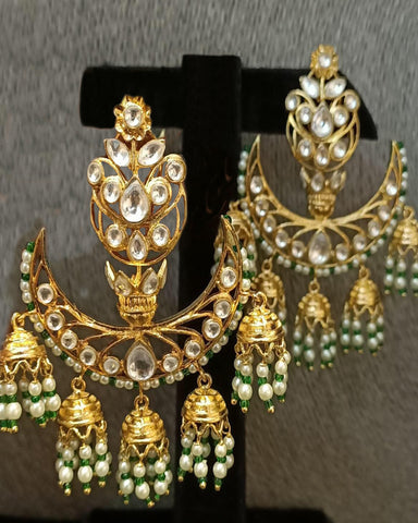 Party White Kundan Earrings