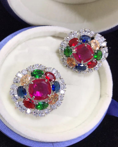 Party Wear Multi Color Earrings