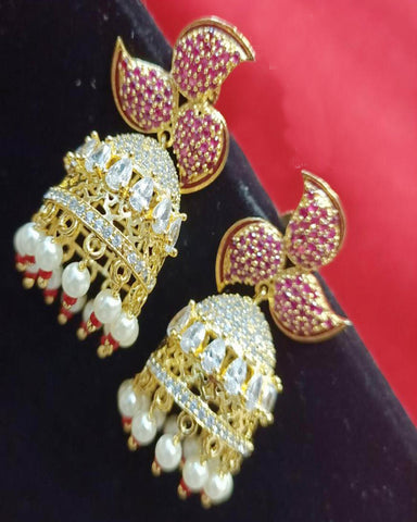 White and Pink Designer Pearls Earrings