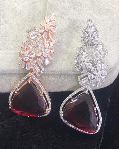White and Brown Stone Earrings