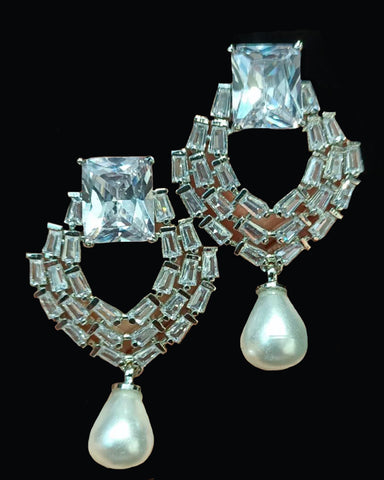 Party Wear White Stone Earrings