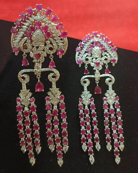 Designer White and Pink Stone Earrings